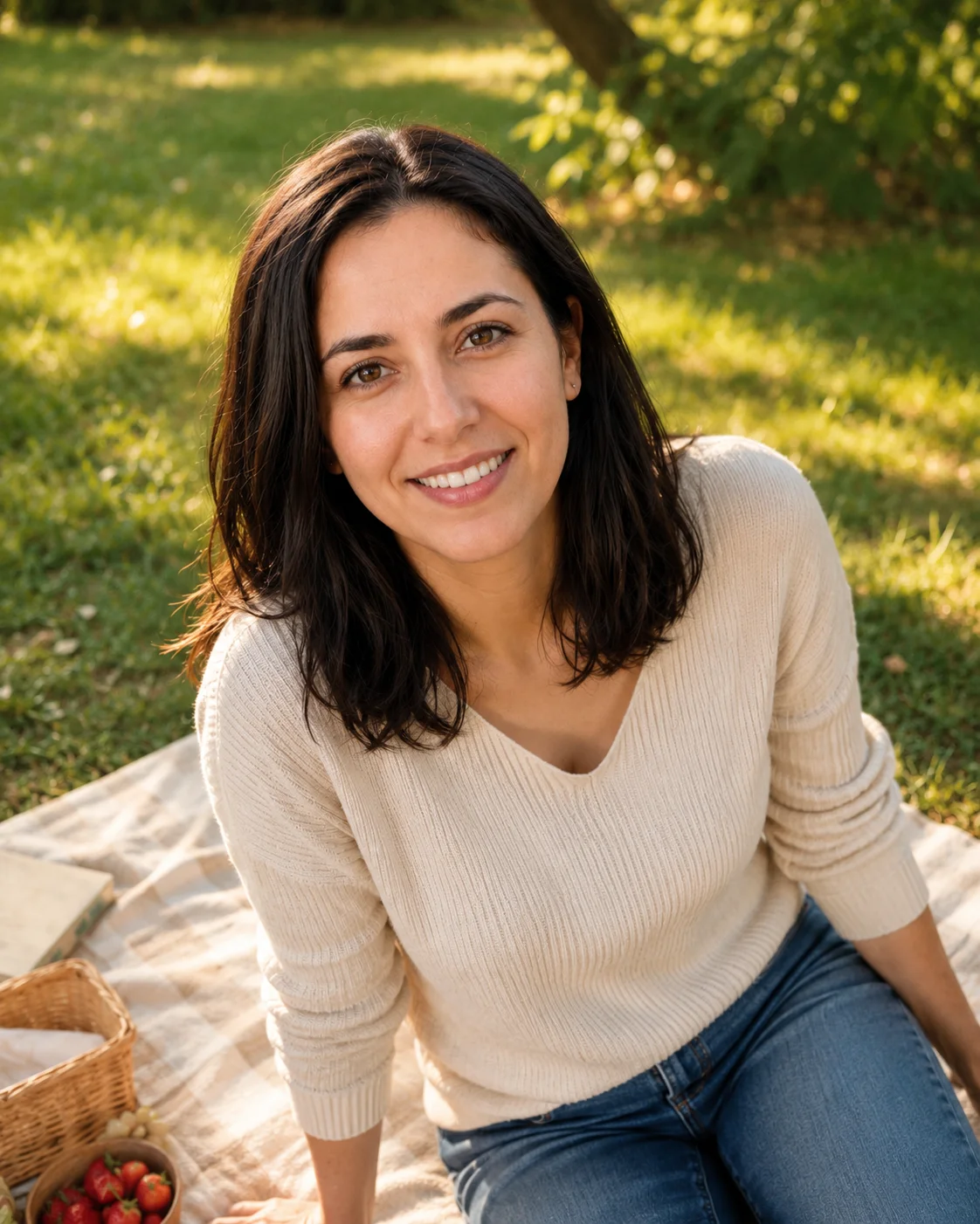 Picnic Blanket Smile female dating photo example